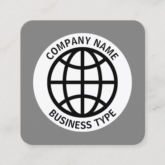 Wereldbol Symbool - 50st Grijs #7F7F7F Vierkante Visitekaartje (Voorkant)