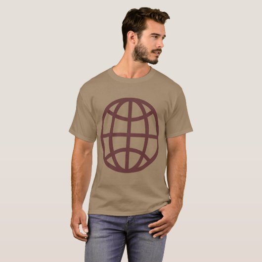 Wereldbol symbool - donkerbruin t-shirt (Voorkant volledig)