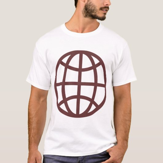 Wereldbol symbool - donkerbruin t-shirt (Voorkant)