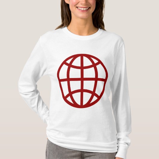 Wereldbol Symbool - Ruby Red T-shirt (Voorkant)