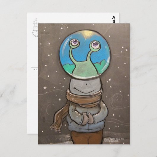 wereldbol tegen sneeuw briefkaart (Voorkant / Achterkant)