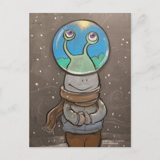 wereldbol tegen sneeuw briefkaart (Voorkant)