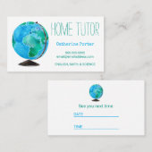 Wereldbol terugroeping thuisaanwijzen afsprakenkaartje (Voorkant / Achterkant)