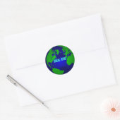 wereldbol, tot ziens ronde sticker (Envelop)