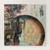 Wereldbol Transport America locomotief Legpuzzel (Horizontaal)