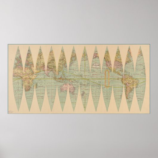 Wereldbol van de gedeconstrueerde aarde (1887) poster (Voorkant)