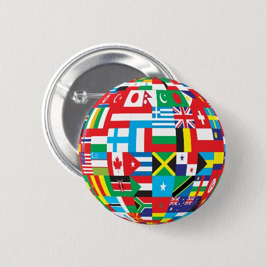 wereldbol van de knop Flags Ronde Button 5,7 Cm (Voorkant /achterkant)