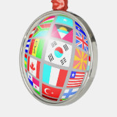 Wereldbol van de vlaggen metalen ornament (Links)