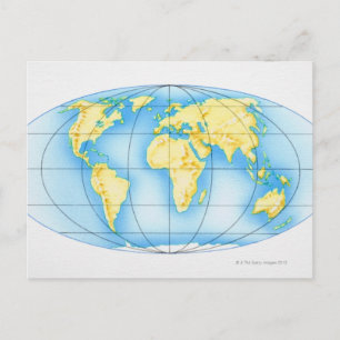 Wereldbol van de wereld briefkaart