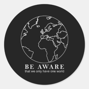 Wereldbol van de wereldkaart: milieubescherming ronde sticker