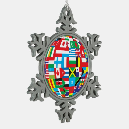 wereldbol van Flags Pewter ornament (Links)