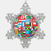 wereldbol van Flags Pewter ornament (Voorkant)