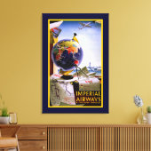 Wereldbol van Imperial Airways Canvas Afdruk (Insitu (Woonkamer))