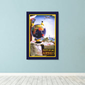 Wereldbol van Imperial Airways Canvas Afdruk (Insitu (Houten vloer))