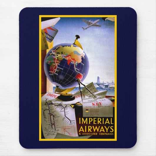 Wereldbol van Imperial Airways Muismat (Voorkant)