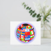 wereldbol van internationale vlaggen briefkaart (Staand voorkant)