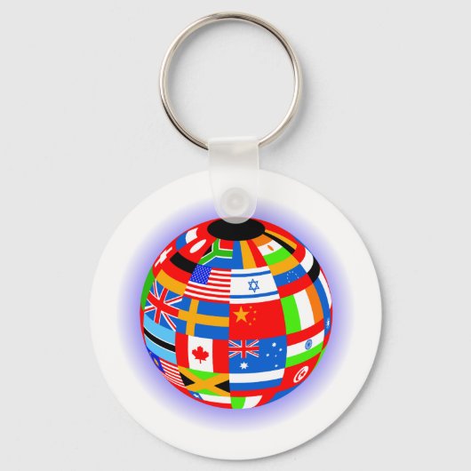 wereldbol van internationale vlaggen sleutelhanger (Voorkant)