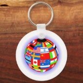 wereldbol van internationale vlaggen sleutelhanger (Voorkant)