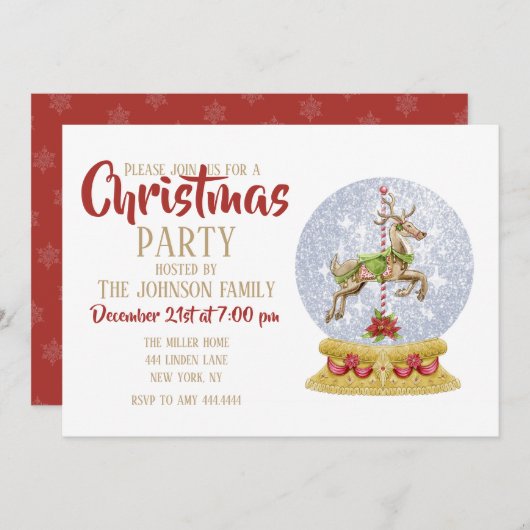 Wereldbol van rendiersneeuw kaart (Voorkant / Achterkant)