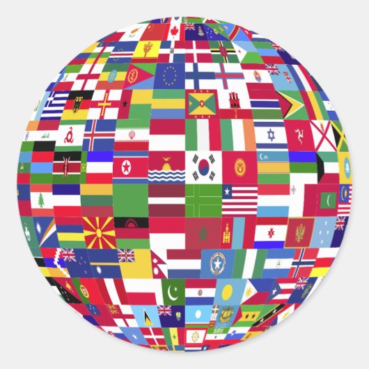 wereldbol van stickers onder de vlag (Voorkant)