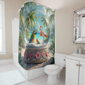 wereldbol van tropisch glas douchegordijn (In situ)