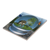 Wereldbol van vlinder Decoratieve Tegel Tegeltje (Zijkant)