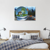 Wereldbol van vlindervloerbedekking canvas afdruk (Insitu (Slaapkamer))