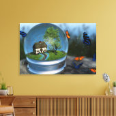 Wereldbol van vlindervloerbedekking canvas afdruk (Insitu (Woonkamer))