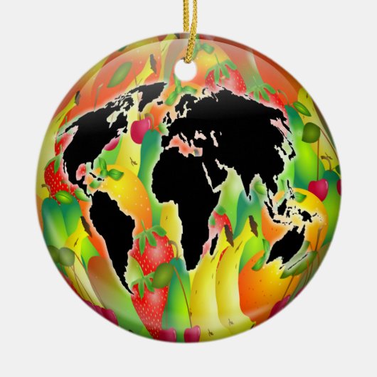 Wereldbol van vruchten keramisch ornament (Voorkant)