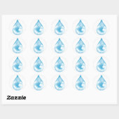 Wereldbol van waterdruppel ronde sticker (Vel)