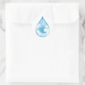 Wereldbol van waterdruppel ronde sticker (Tas)