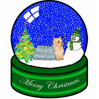 wereldbol van yorkie sneeuw fotobeeldje ornament
