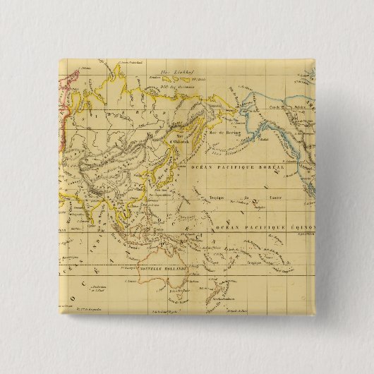 Wereldbol Vierkante Button 5,1 Cm (Voorkant)