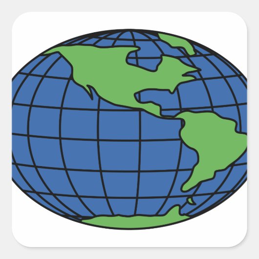 Wereldbol Vierkante Sticker (Voorkant)