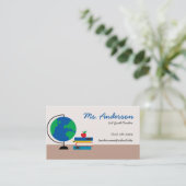 Wereldbol Visitekaartje leraar (Staand voorkant)