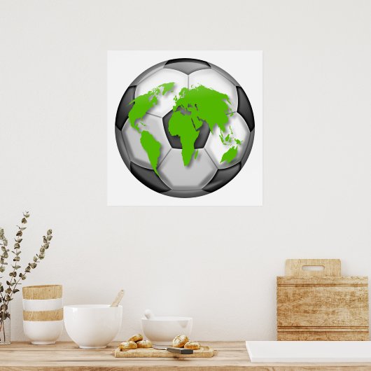 Wereldbol Voetbal Poster (Keuken)