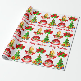 Wereldbol voor kerstboomkaars en bladerband cadeaupapier