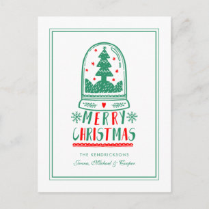 Wereldbol voor kerstFolk Art Snow Feestdagenkaart