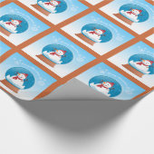 Wereldbol voor kerstsneeuw met sneeuwpop cadeaupapier (Hoek)