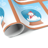 Wereldbol voor kerstsneeuw met sneeuwpop cadeaupapier (Rol Hoek)