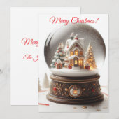 Wereldbol voor prettige kerstsneeuw feestdagenkaart (Voorkant / Achterkant)