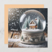 Wereldbol voor prettige kerstsneeuw feestdagenkaart (Voorkant / Achterkant)
