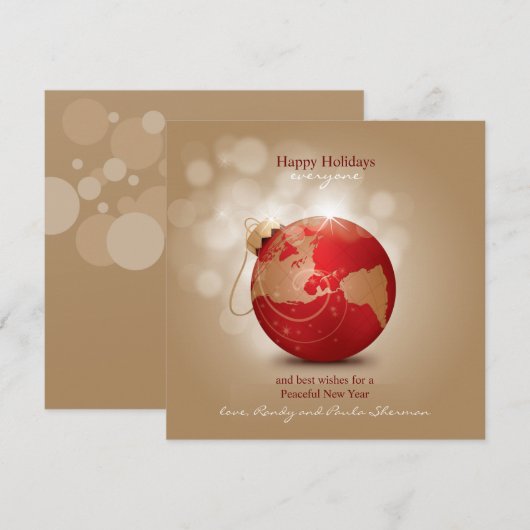 Wereldbol voor sierfeestdag feestdagenkaart (Voorkant / Achterkant)