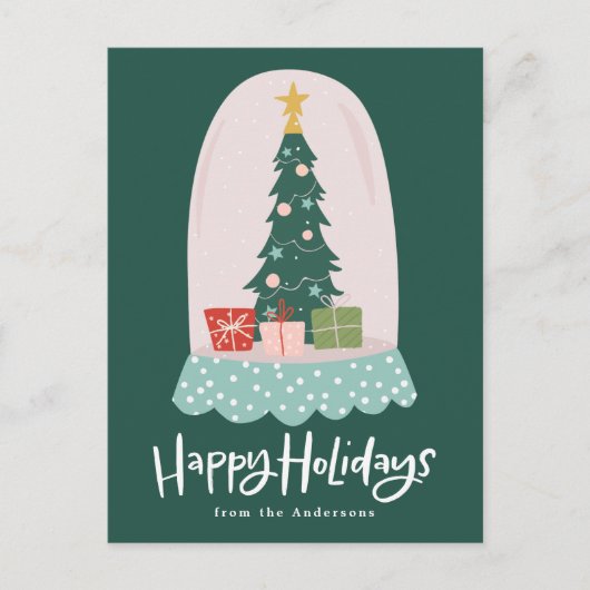 Wereldbol voor witte sneeuw, niet-foto feestdagenkaart (Voorkant)