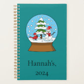 Wereldbol w Kardinaal Sneeuwman & Pine Tree | pers Planner (Voorkant)