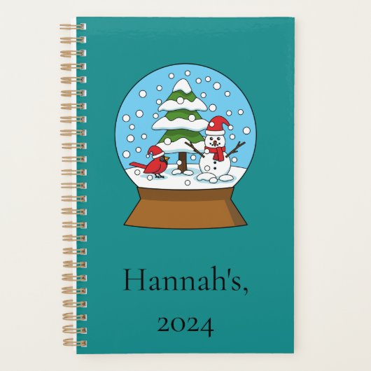 Wereldbol w Kardinaal Sneeuwman & Pine Tree | pers Planner (Voorkant)