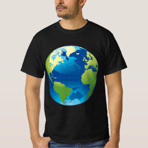 Wereldbol Wereldkaart Planet Earth Blue Green T-shirt