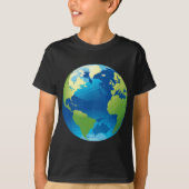 Wereldbol Wereldkaart Planet Earth Blue Green T-shirt (Voorkant)