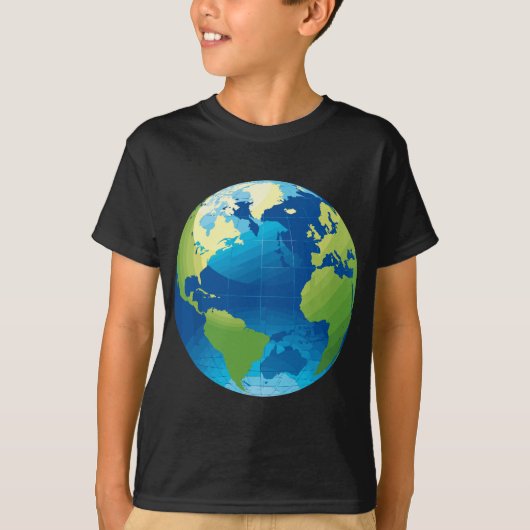 Wereldbol Wereldkaart Planet Earth Blue Green T-shirt (Voorkant)