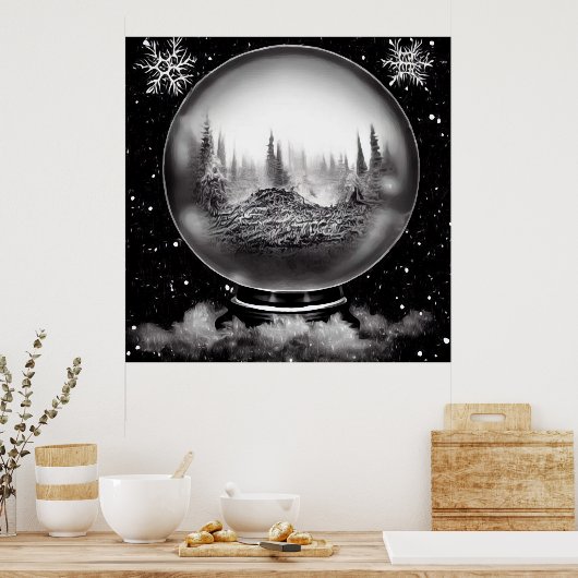 Wereldbol winterlandschap poster (Keuken)